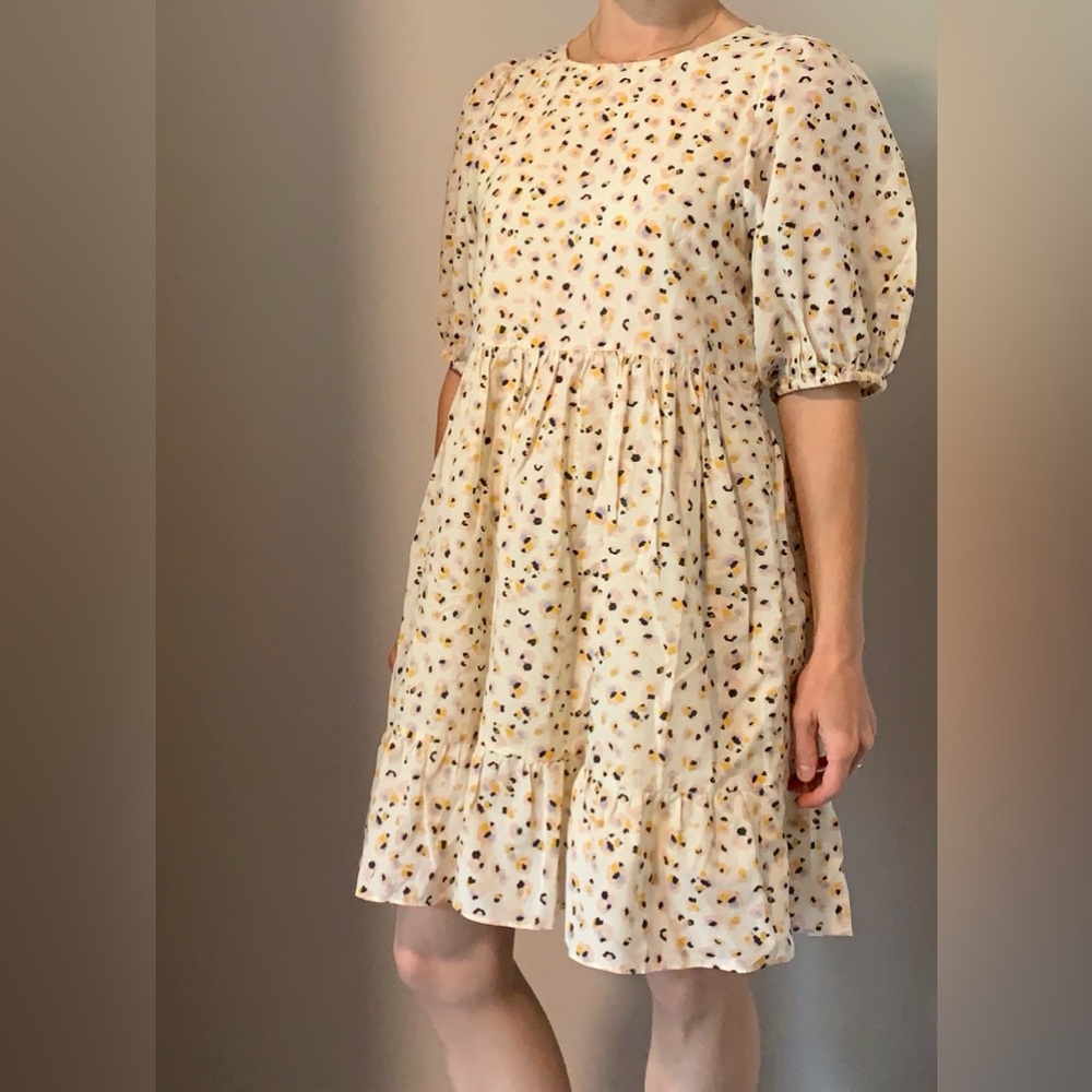 ba&sh Cream Abstract print Mini Dress